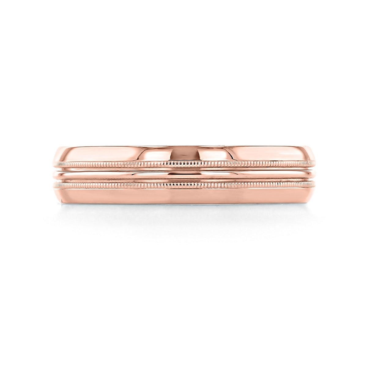 Milgrain Wedding Band | FG106 rose gold men’s wedding band with double milgrain beaded detailing along the edges.