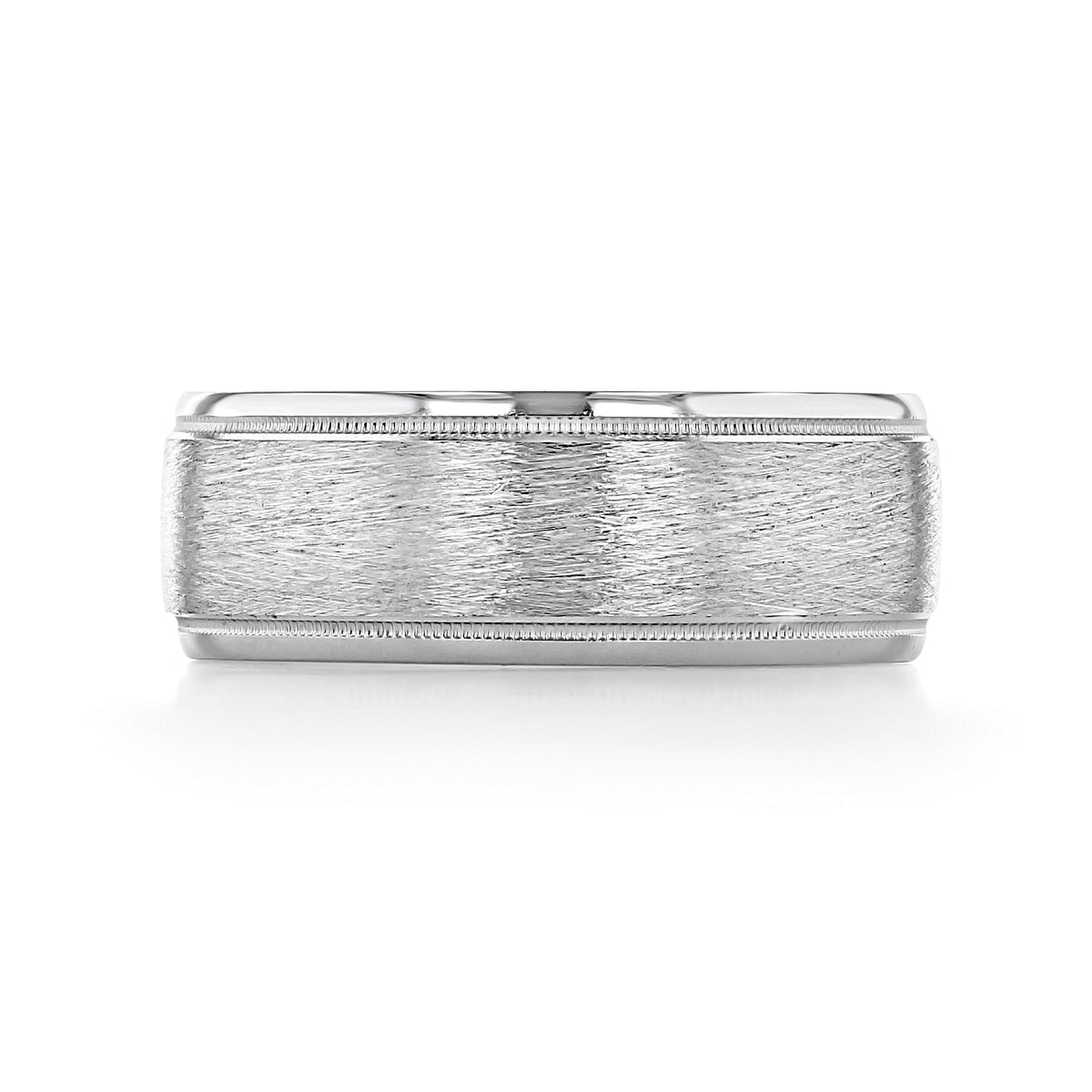 Artcarved Milgrain Wedding Band | FG113, a platinum men’s ring with a brushed center finish and milgrain accents.