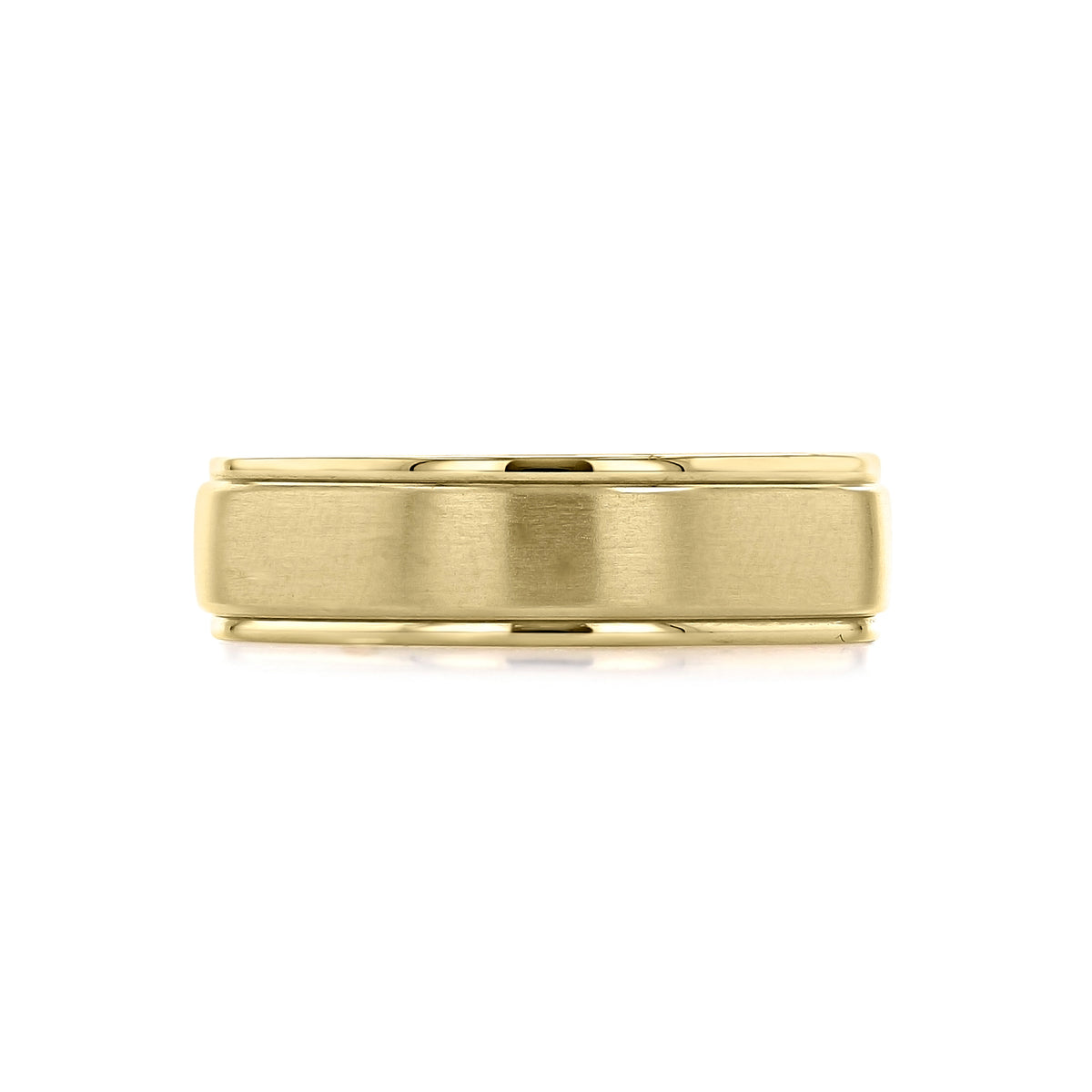 Artcarved Brushed Wedding Band | FG128: a classic yellow gold men’s wedding band featuring a brushed center finish and polished edges.