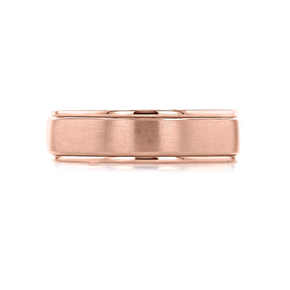 Artcarved Brushed Wedding Band | FG128 in rose gold with a brushed center finish and polished edges.