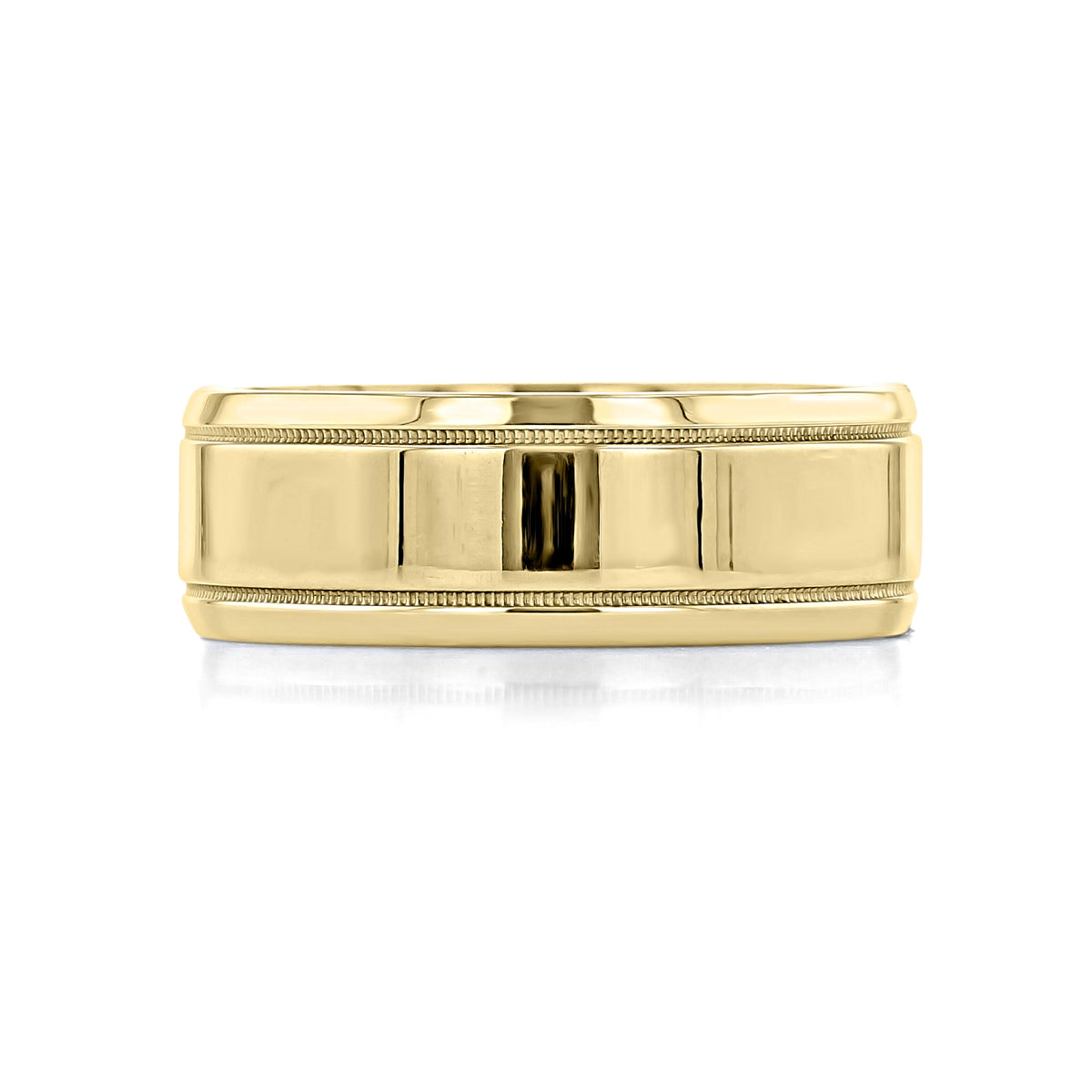Artcarved Polished Wedding Band | FG153 in yellow gold with a smooth center and milgrain edges.