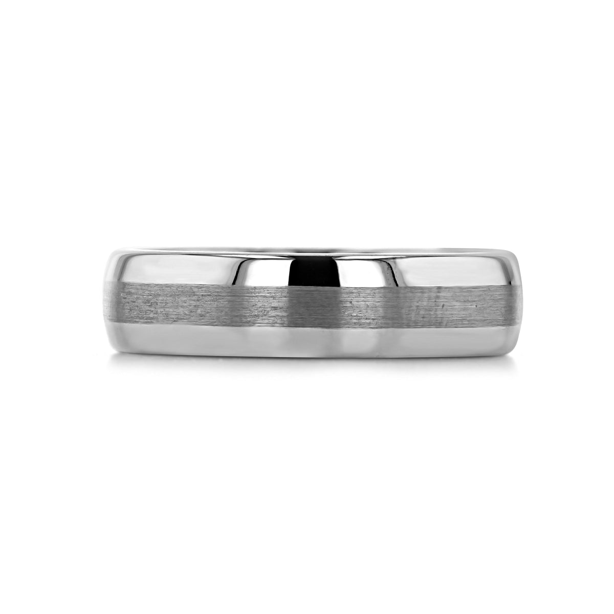Triton Tungsten Carbide 6mm Men’s Domed Wedding Band | FG168, a silver-toned band featuring a brushed center finish with polished edges.