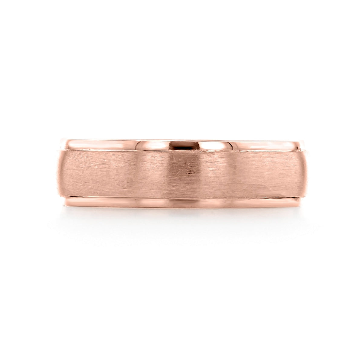 Classic rose gold Brushed Wedding Band | FG235Y men’s wedding band with a brushed center finish and polished edges.