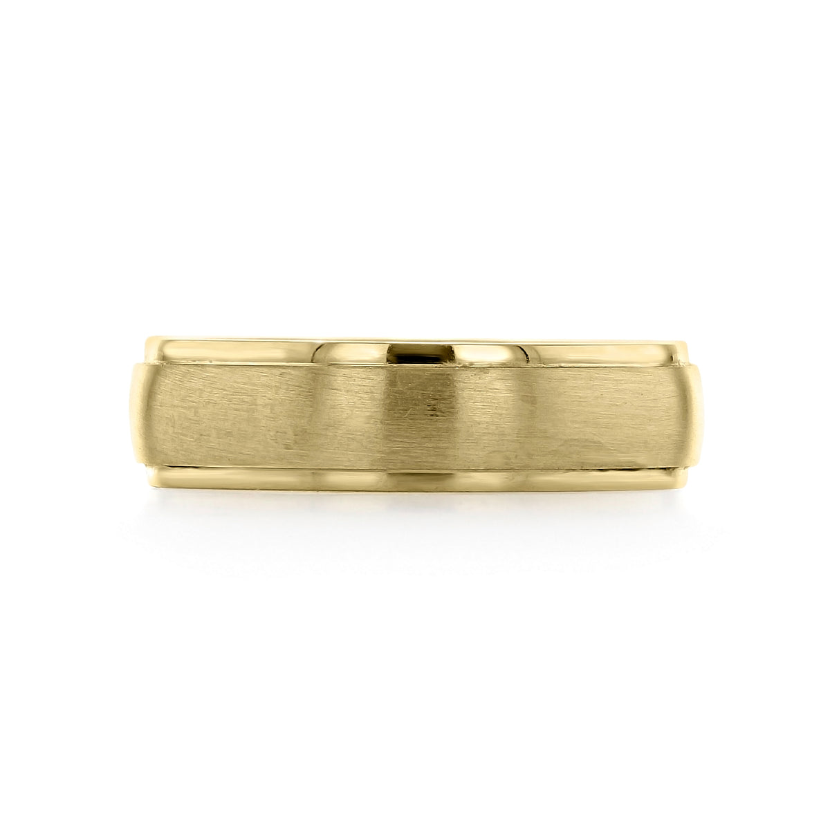 Artcarved Brushed Wedding Band | FG235Y, a classic men’s yellow gold wedding band with a brushed center finish and polished edges.