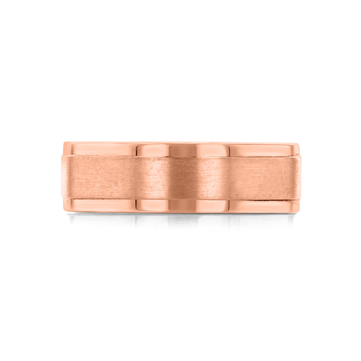 Artcarved Brushed Wedding Band | FG334 rose gold men’s wedding band featuring a brushed center finish and polished edges.