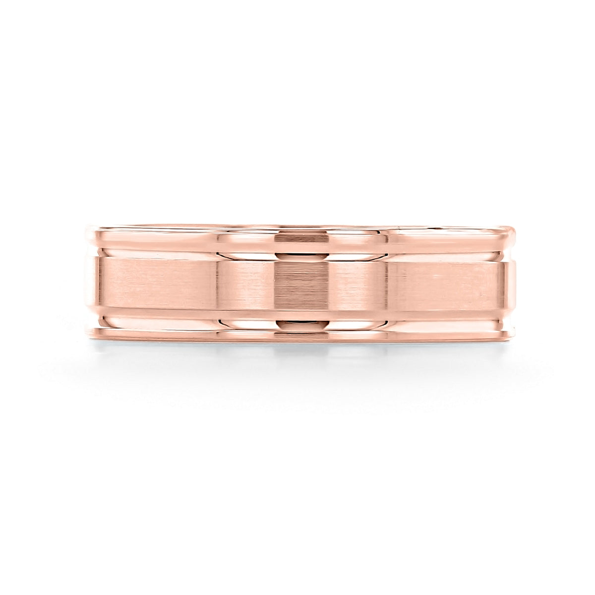Icing On The Ring Brushed Wedding Band | FG356Y in rose gold with a brushed center finish and polished beveled edges.