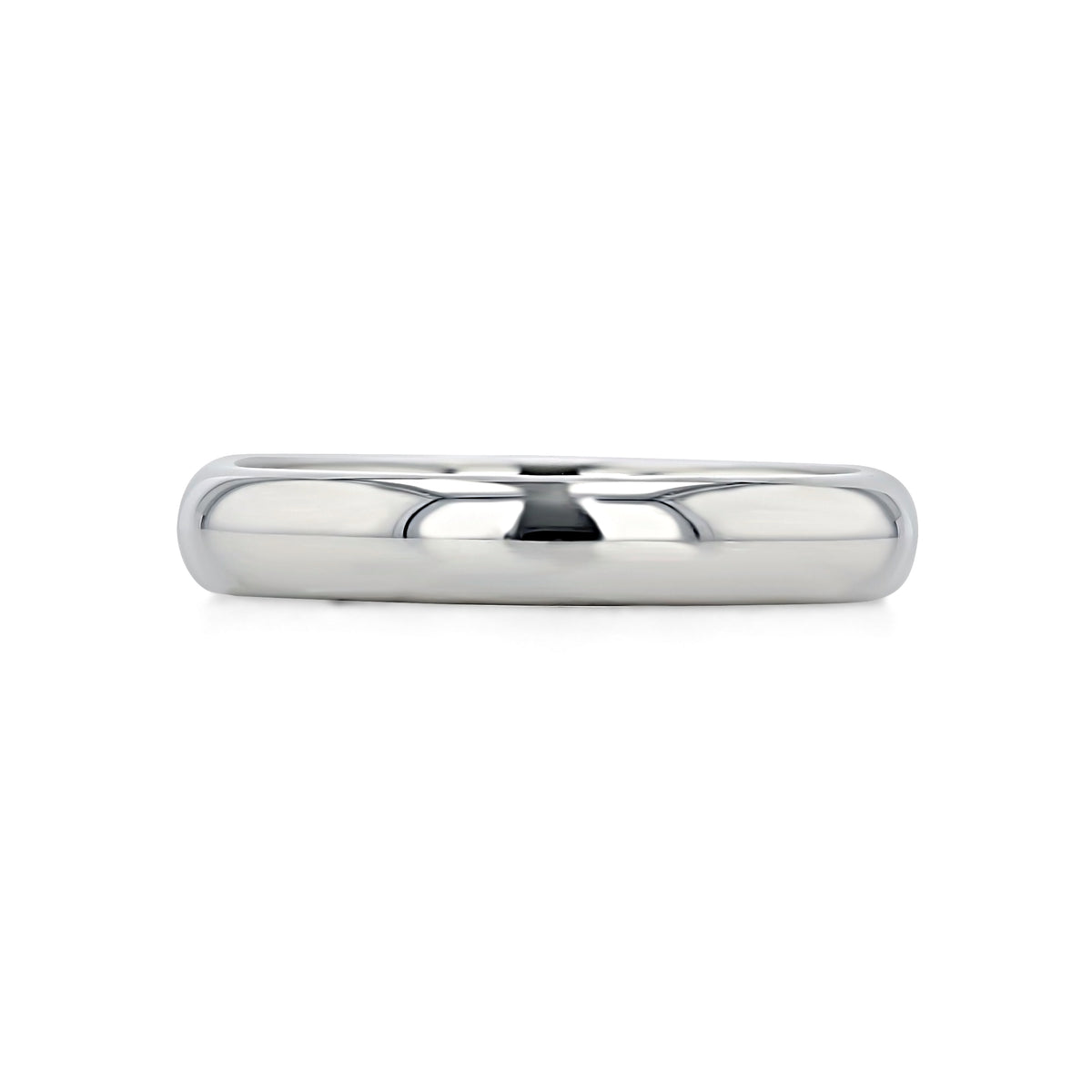 A polished white tungsten carbide domed comfort-fit wedding band, the Triton White Tungsten Carbide 4mm Men’s Polished Wedding Band | FG458.