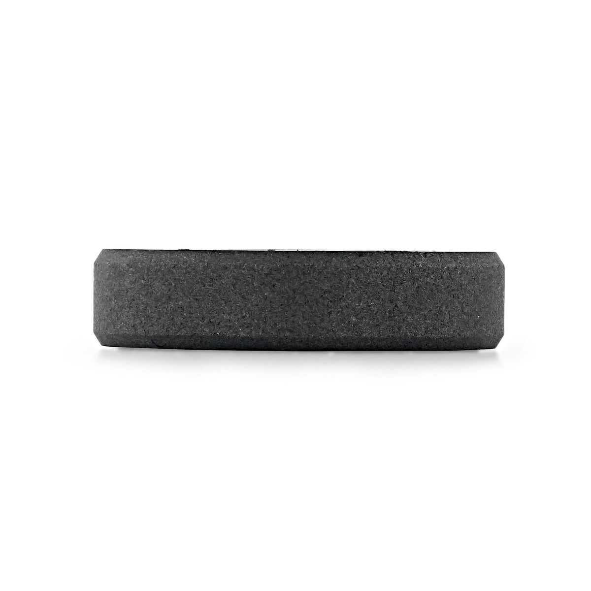 Triton Raw Tungsten Carbide 6mm Men’s Wedding Band (FG66-6) in grey with a textured, matte finish and beveled edges, creating a raw, dark aesthetic.