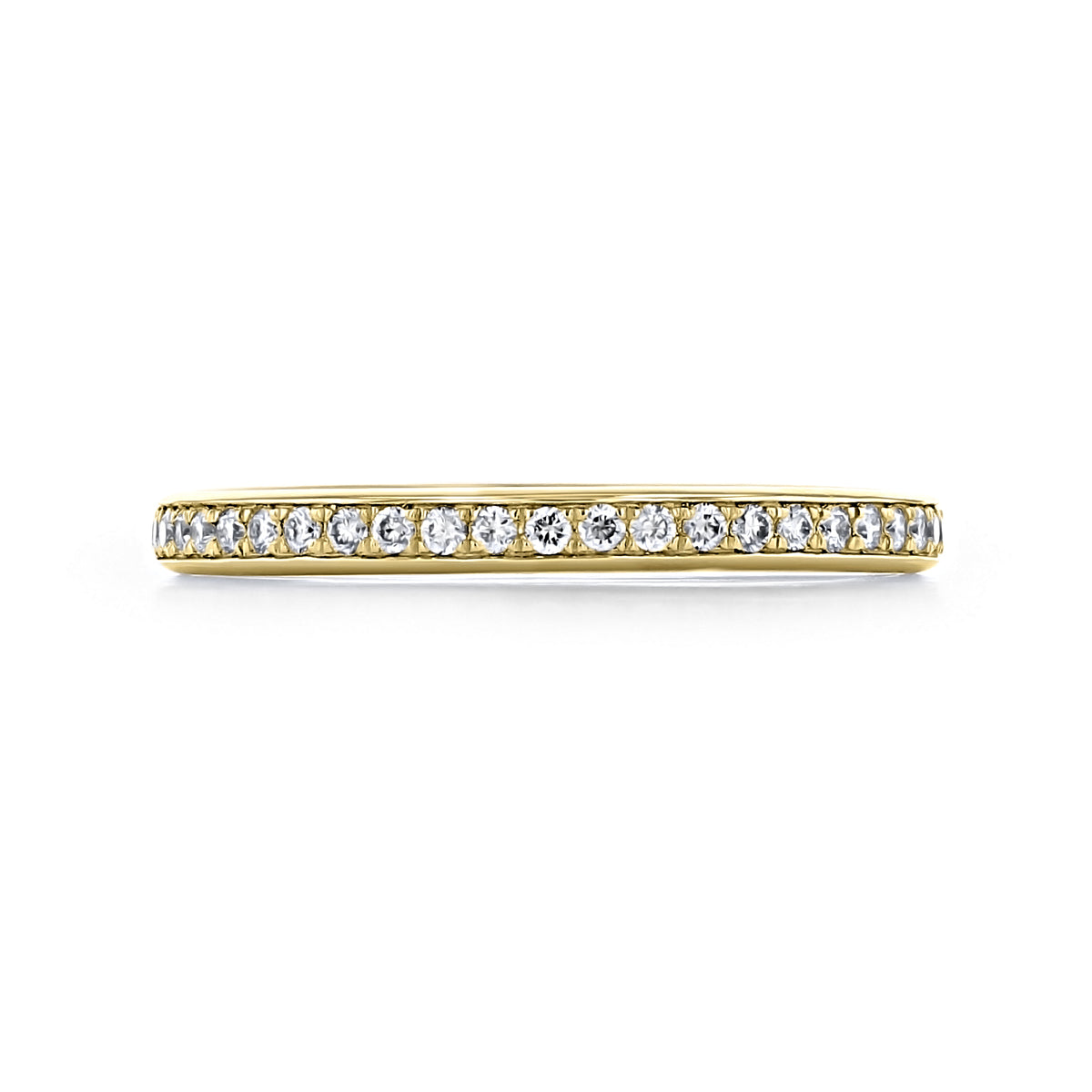Gabriel NY Pavé Set Diamond Band | GC19B, a 14k yellow gold wedding band featuring a continuous row of round diamonds in a pavé setting.