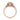 Rachel Halo Engagement Ring by Gabriel & Co. in rose gold featuring a round center stone and a vintage diamond-encrusted band.