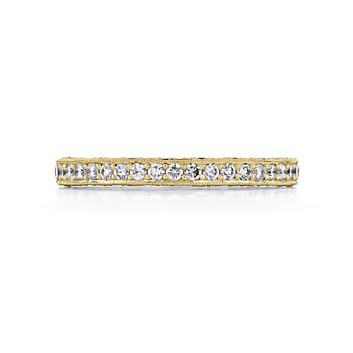 Yellow gold Tacori Blooming Beauties Diamond Band - HT2522B12XY eternity band featuring a continuous row of round diamonds with beaded edges.