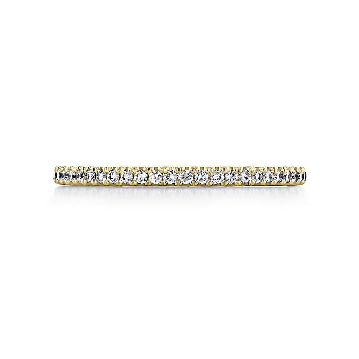 Tacori Petite Crescent | Diamond Band - HT254515BY, a thin yellow gold eternity wedding band set with a continuous row of round diamonds.
