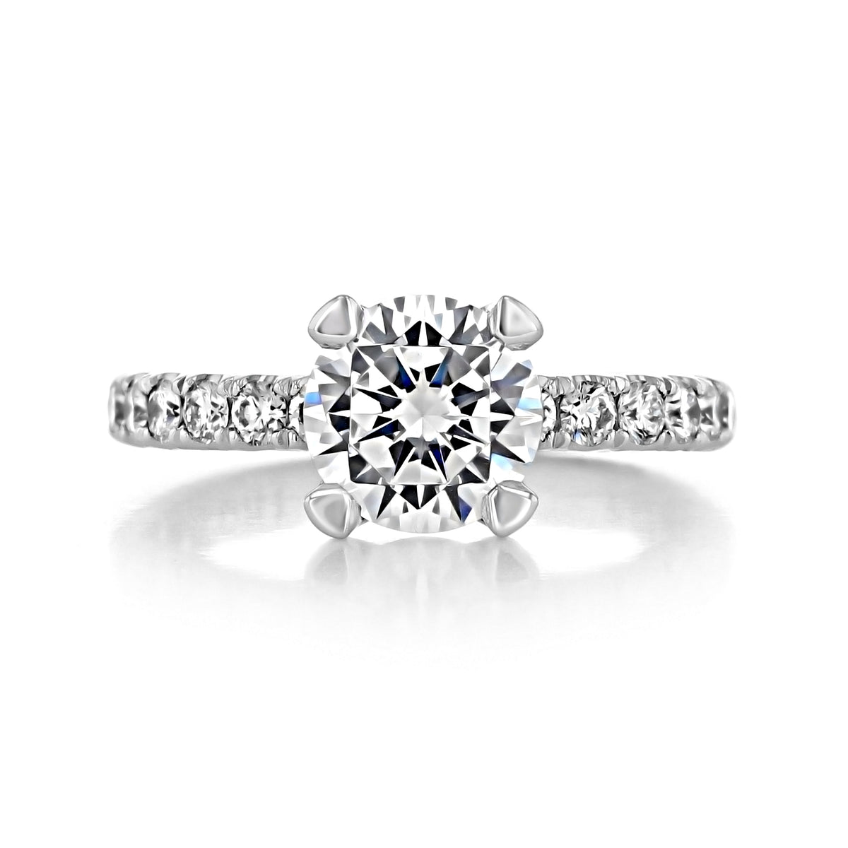 Tacori Petite Crescent | Round Solitaire Engagement Ring - HT254525RD8 featuring a round solitaire diamond and a diamond-studded band.