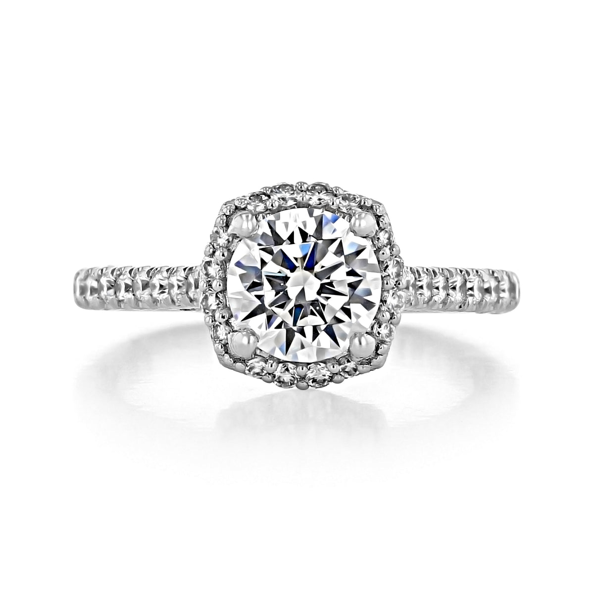 Tacori Petite Crescent | Cushion Solitaire Engagement Ring - HT2547CU7W featuring a cushion-cut diamond center with a pavé diamond halo.