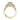 Tacori Royal T | Round Solitaire Engagement Ring - HT2628RD85Y in yellow gold, featuring a round solitaire diamond flanked by two smaller marquise diamonds on a pavé-set band.