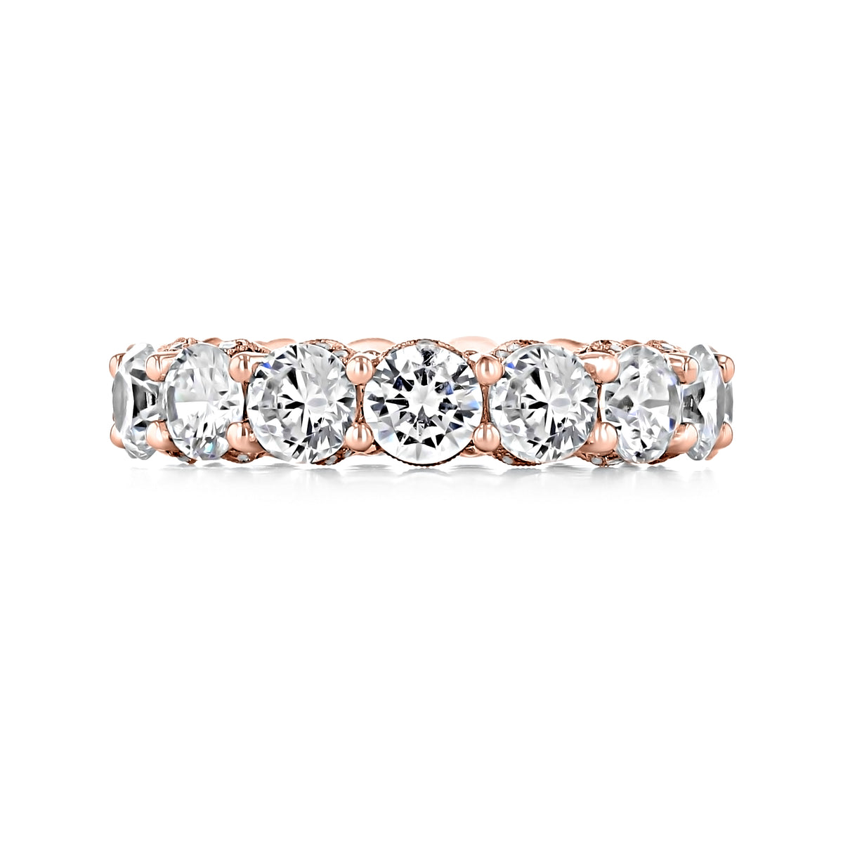 Tacori RoyalT | Eternity Band - HT263565PK featuring a row of round diamonds set in a rose gold eternity band.