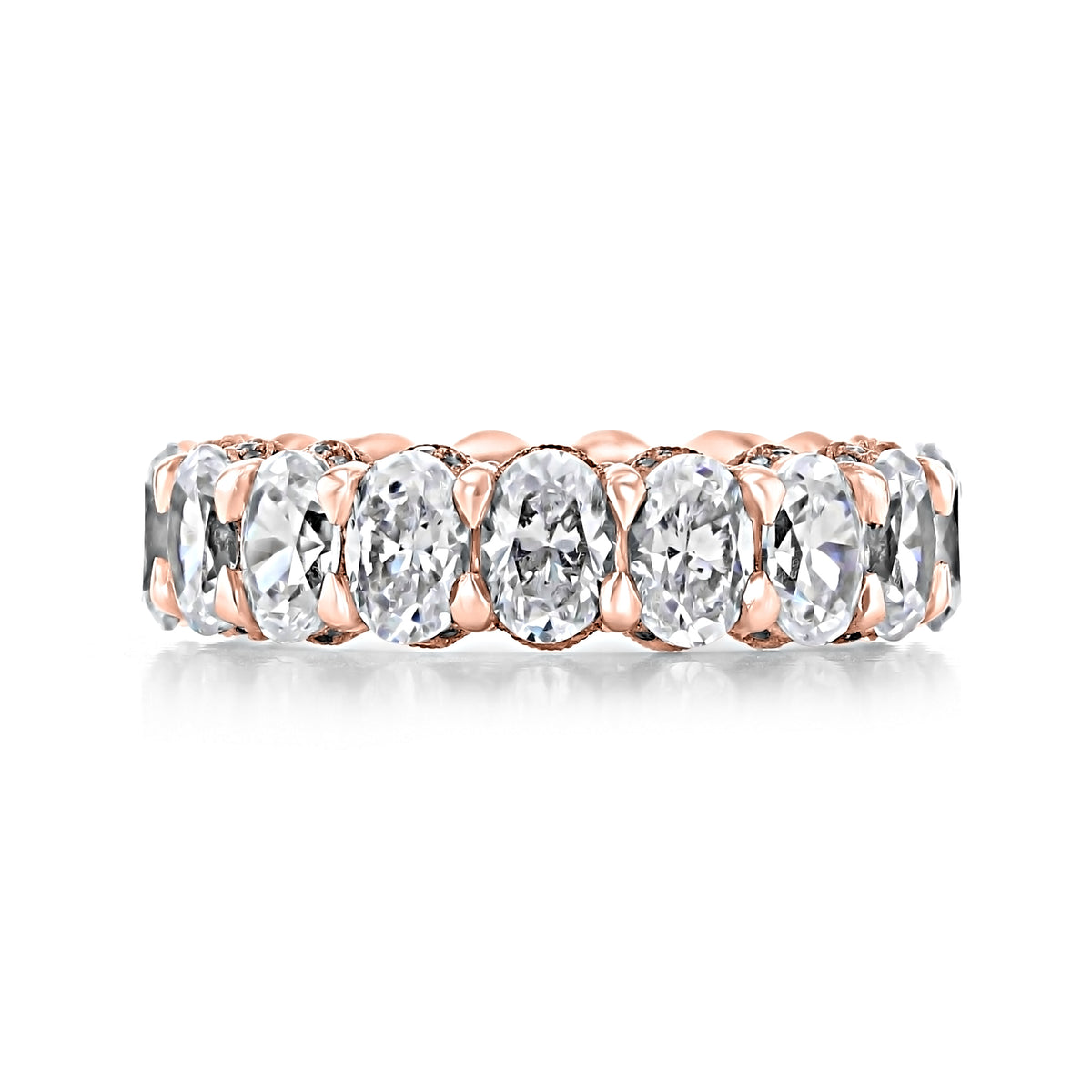 RoyalT | Eternity Band - HT263965PK featuring a continuous row of 5.56 ct oval-cut diamonds set in a rose gold Tacori crescent design band.