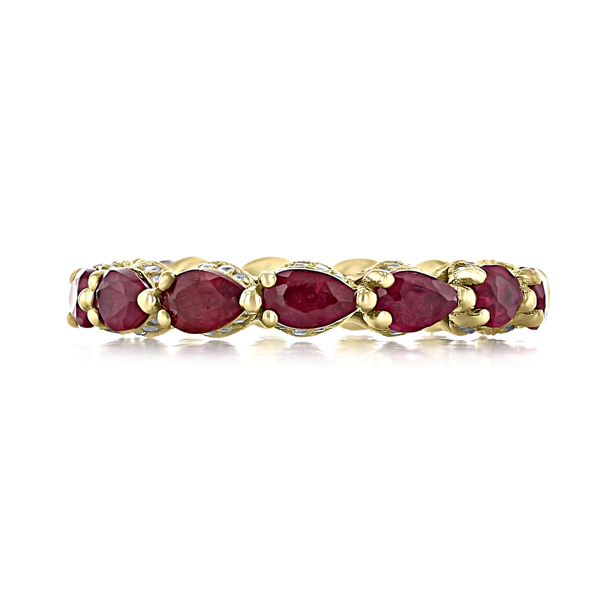 Tacori RoyalT | Ruby Eternity Band - HT264265RBY featuring pear-shaped rubies in a gold setting, perfect as a stackable anniversary band.