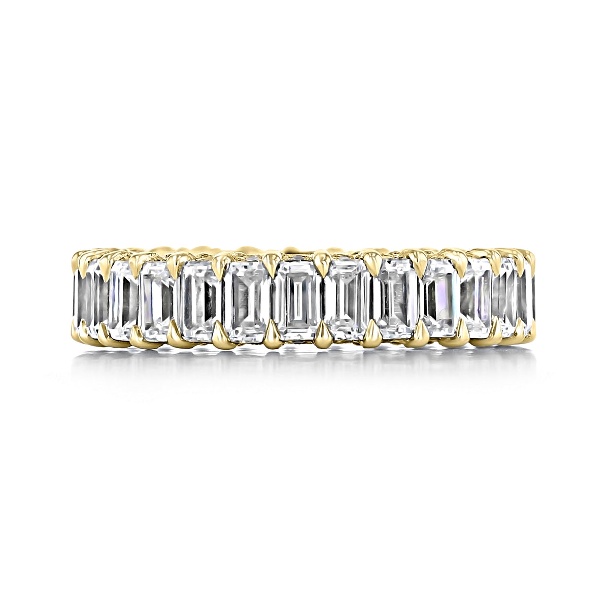Tacori RoyalT | Eternity Band - HT264065Y in yellow gold, featuring a continuous row of emerald-cut diamonds held by shared prongs.
