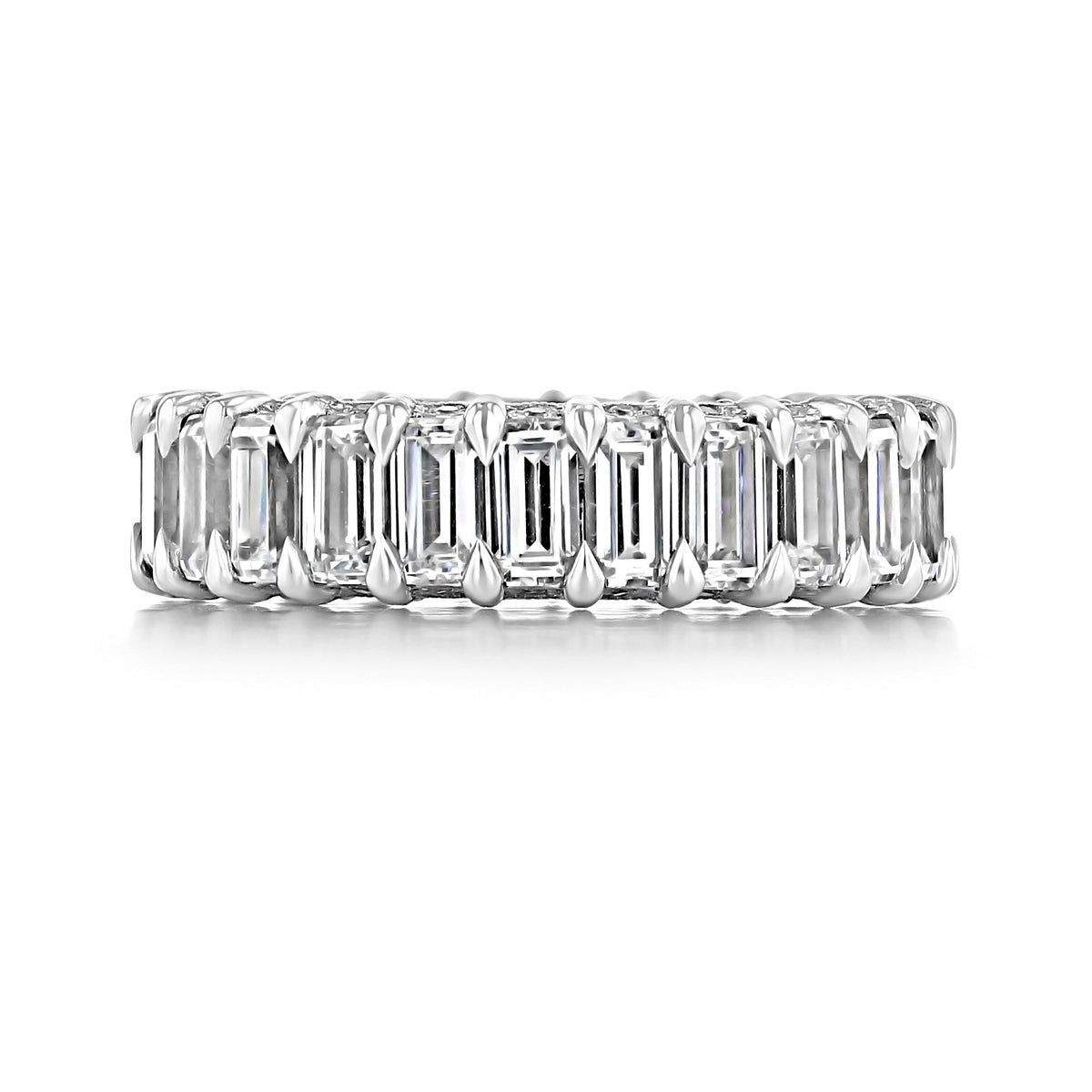 Tacori RoyalT | Eternity Band - HT264165W featuring a continuous row of emerald-cut diamonds set in silver-toned metal.