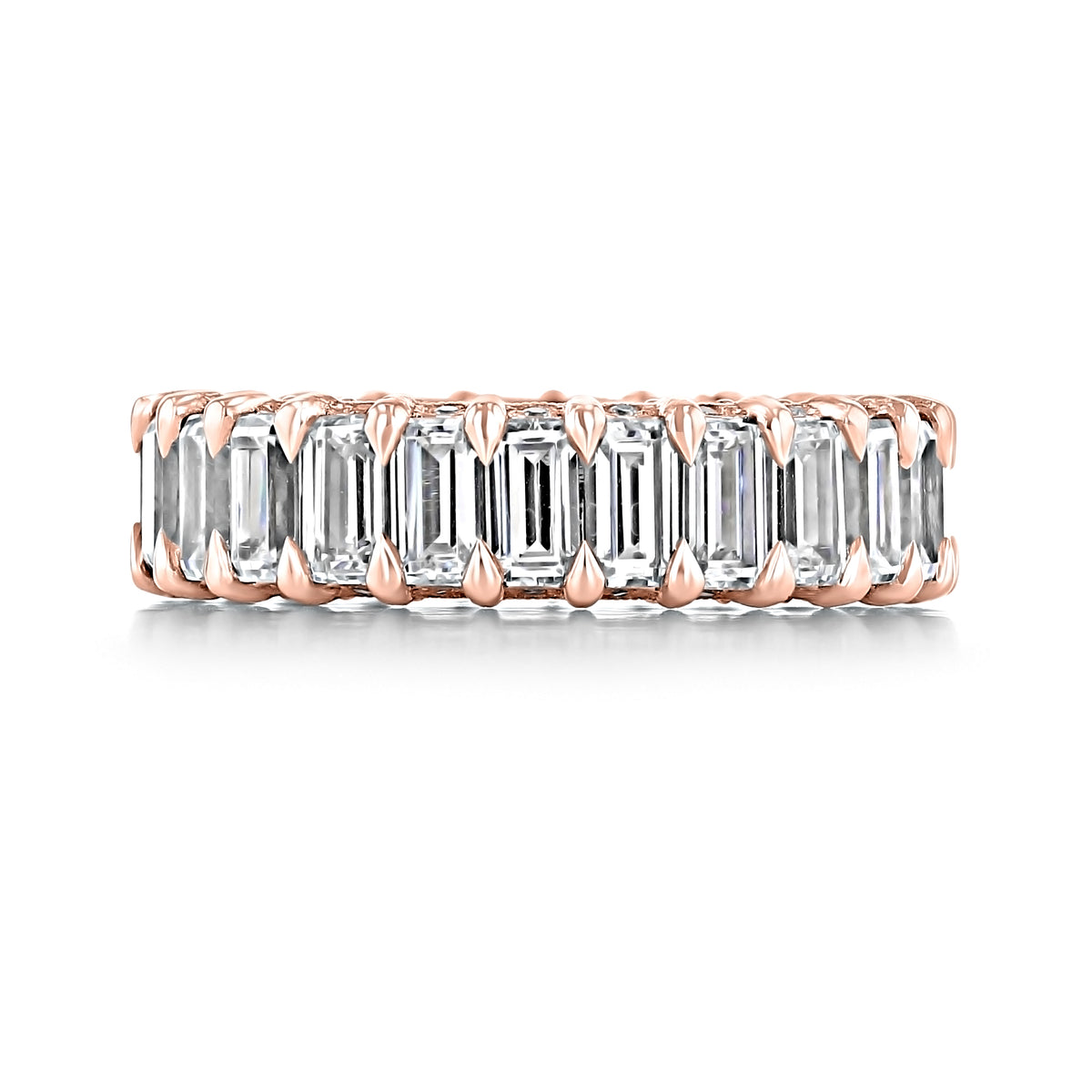 Tacori RoyalT | Eternity Band - HT264165PK featuring a continuous row of emerald-cut diamonds set in rose gold.