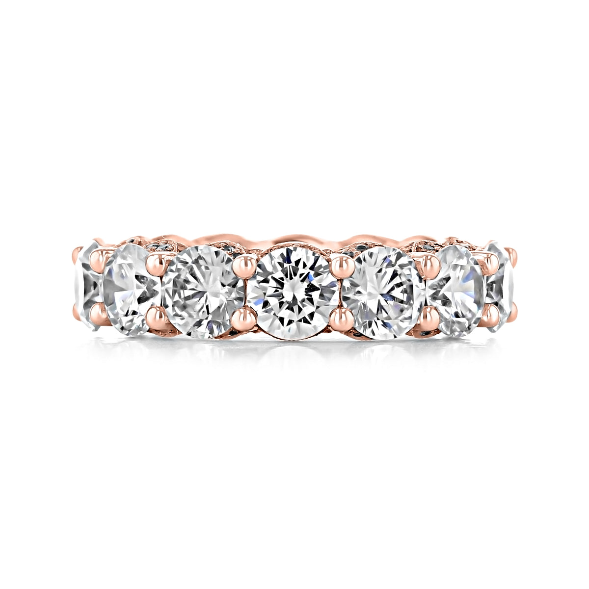 Tacori RoyalT | Eternity Band - HT265965PK, a rose gold shared-prong wedding band featuring a continuous row of round brilliant-cut diamonds.