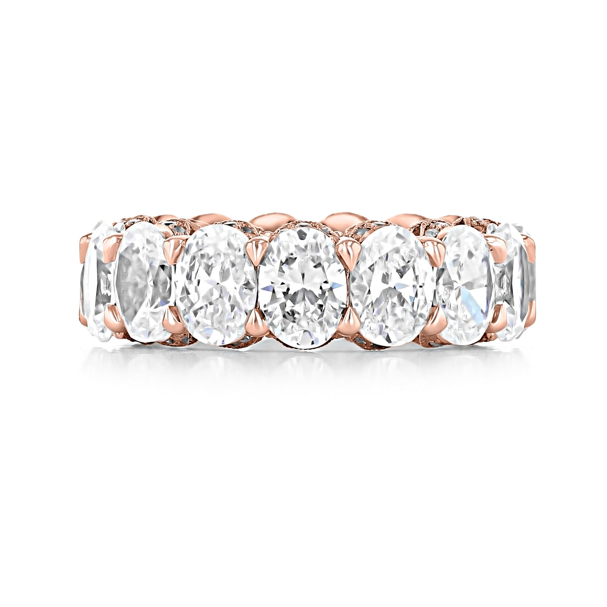 Rose gold RoyalT | Eternity Band - HT266265PK featuring a continuous row of oval-cut diamonds held by shared prongs.