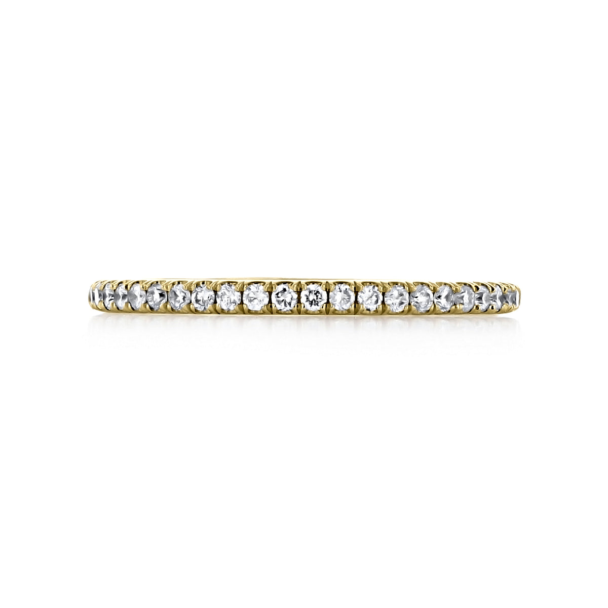 Solina 1.50mm Diamond Eternity Band in 14k yellow gold featuring a thin, continuous row of small round diamonds.