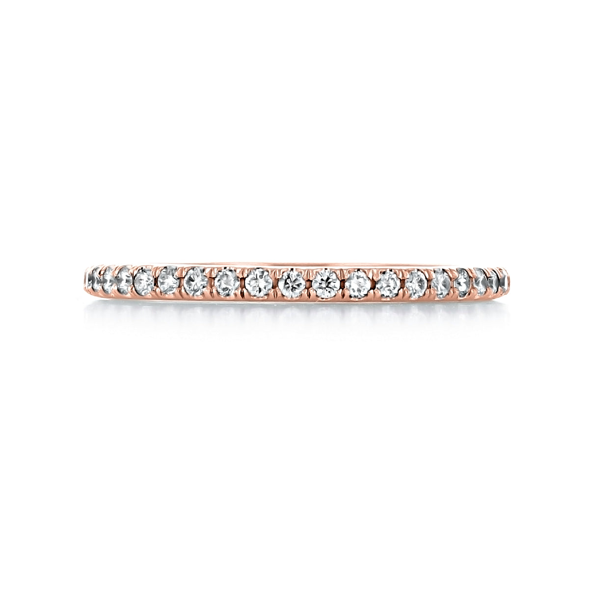 Nevada 1.5mm Micro-Prong Diamond Wedding Band in rose gold featuring a row of pavé-set round diamonds.