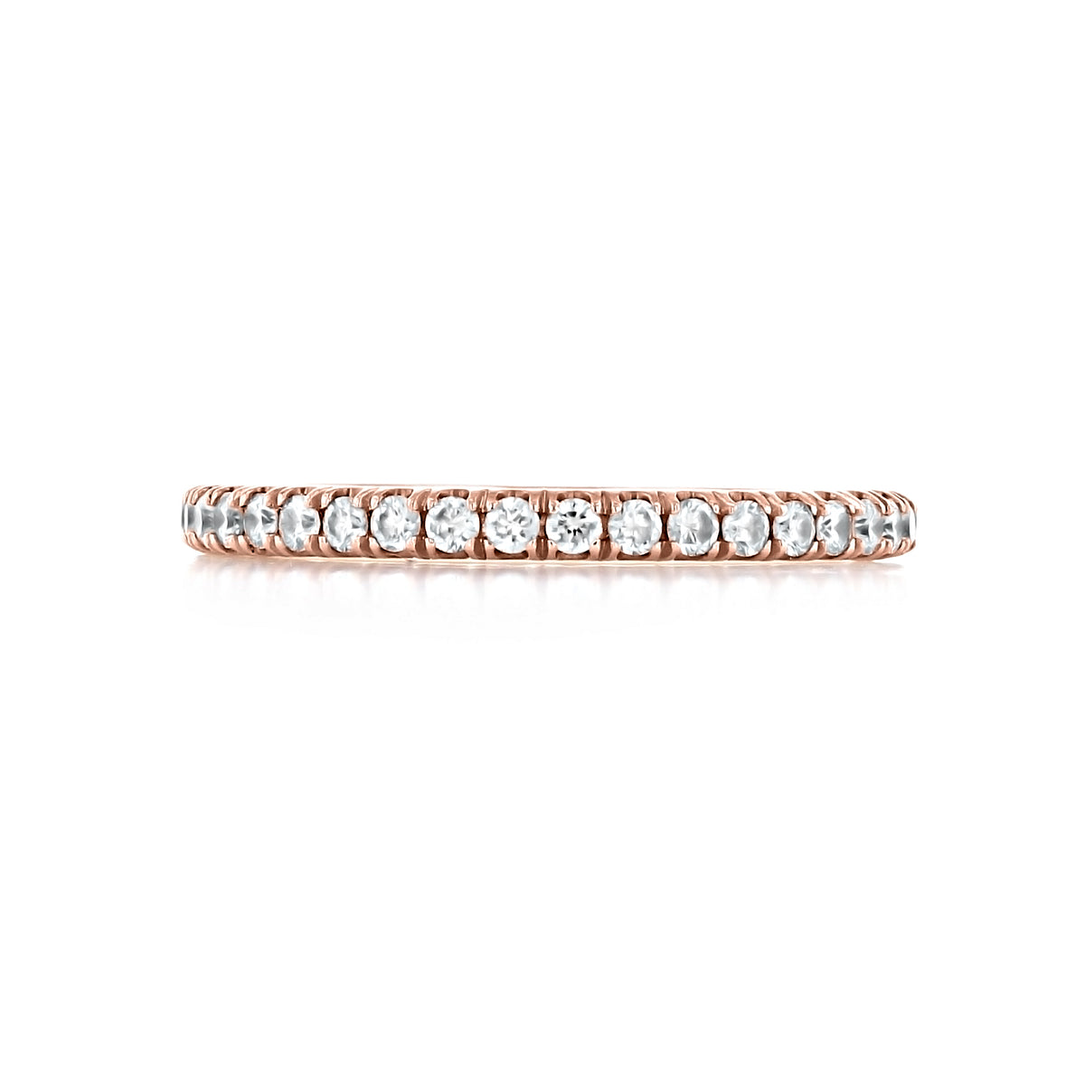 Solina 1.75mm Diamond Eternity Band in thin rose gold, set with a continuous row of 0.33 ctw round diamonds.