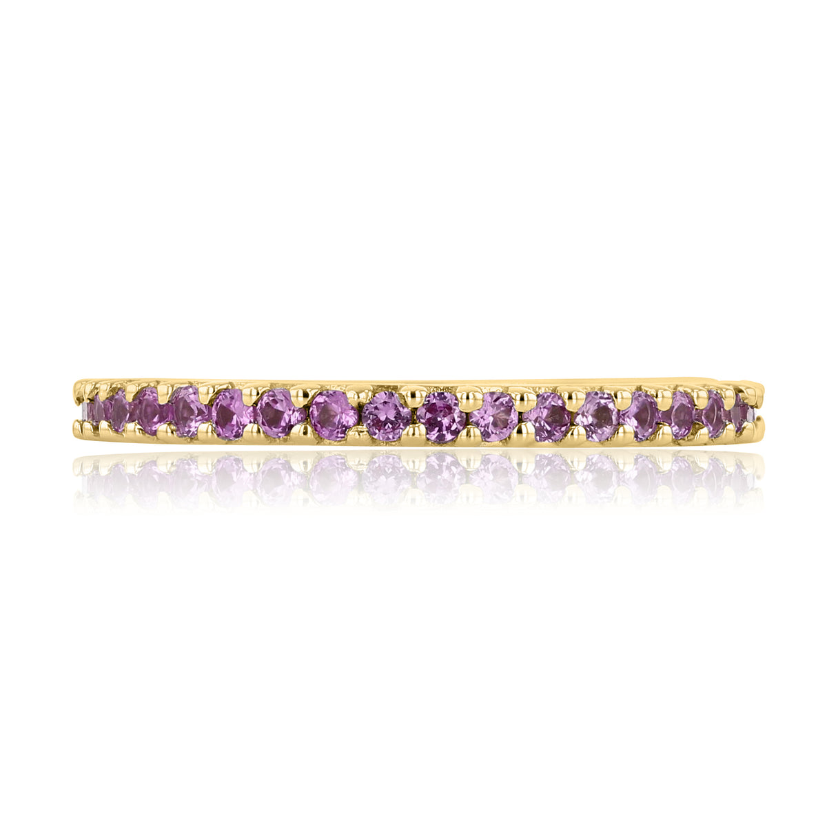 Gabriel NY Pink Cubic Zirconia Stackable Band | LB152 featuring a 14k yellow gold band with a continuous row of pink cubic zirconia.