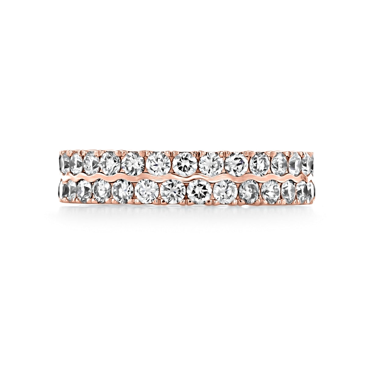 Nadia Double Pavé-Set Diamond Wedding Band in a luxurious double-row diamond design set in rose gold.