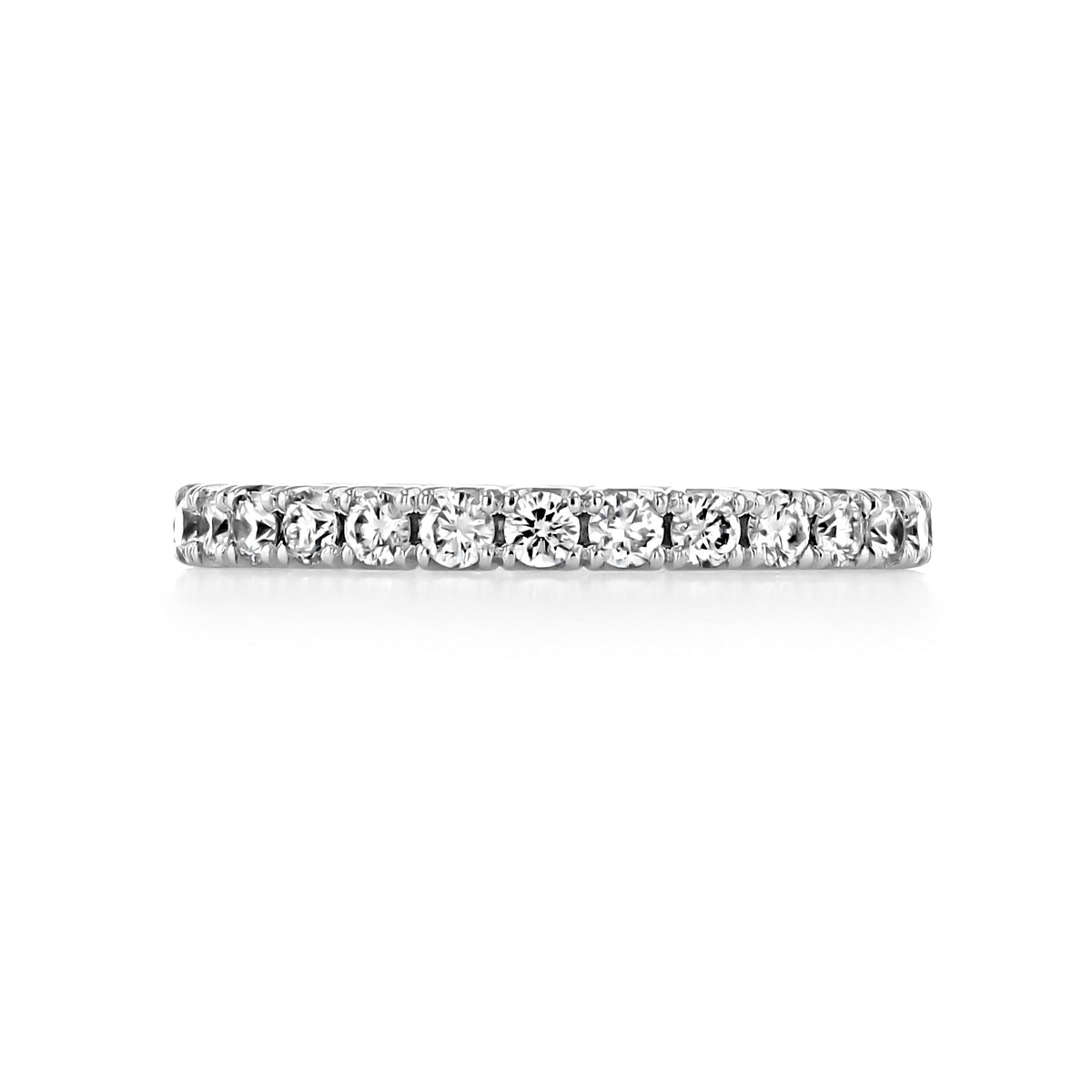 Opaline Diamond Eternity Band in silver-tone featuring a continuous row of round-cut diamonds in micro-prong settings.