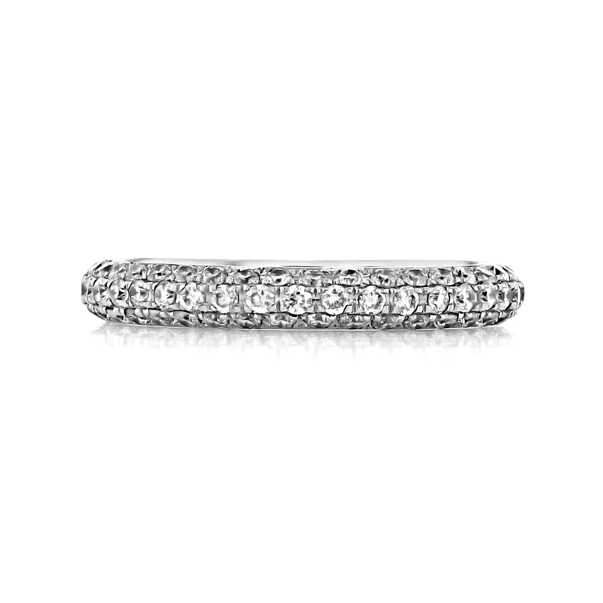Triple Pavé-Set Diamond Band | LB256, a 14k white gold band featuring three rows of pavé-set diamonds.
