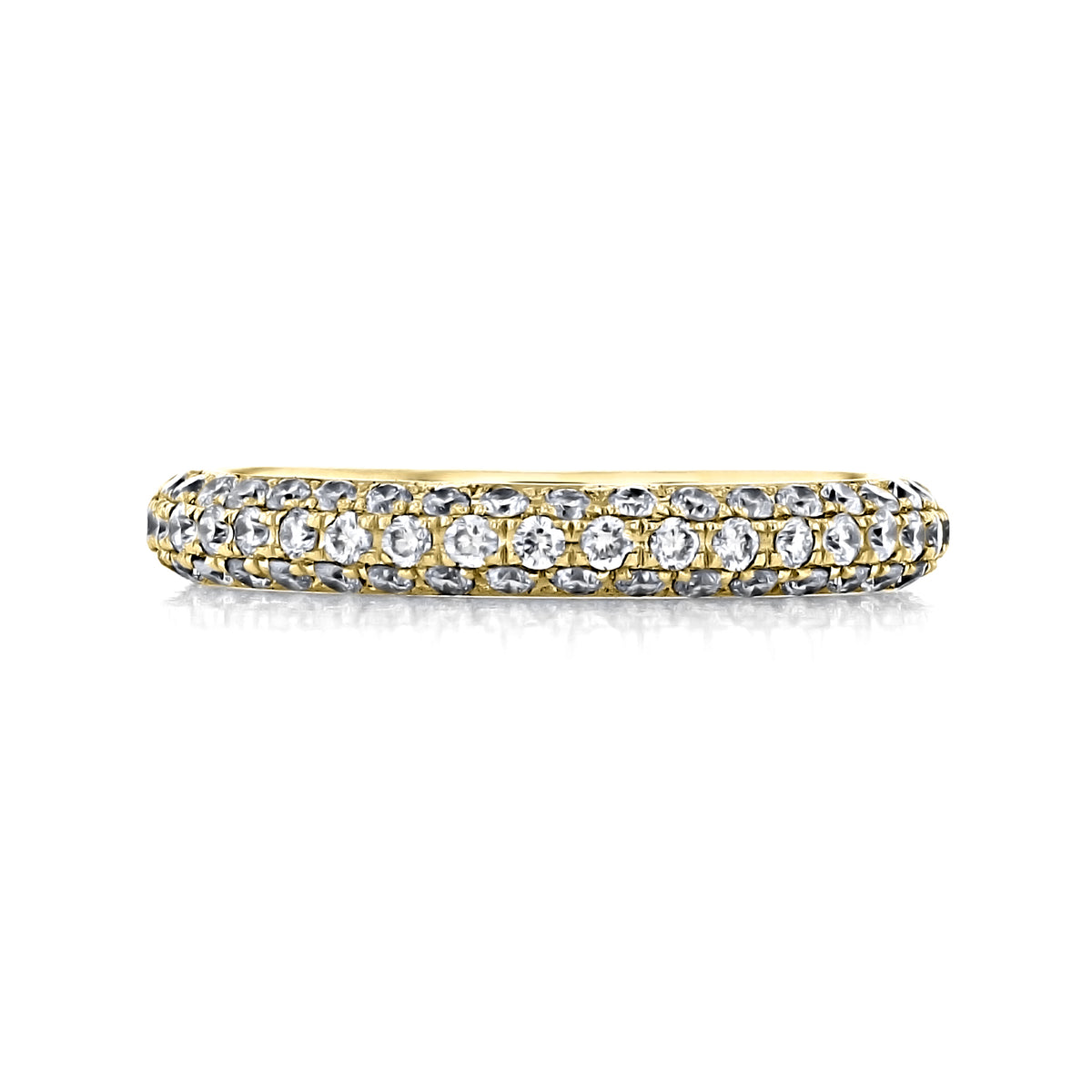Triple Pavé-Set Diamond Band | LB256, a 14k yellow gold band featuring three rows of pavé-set diamonds.