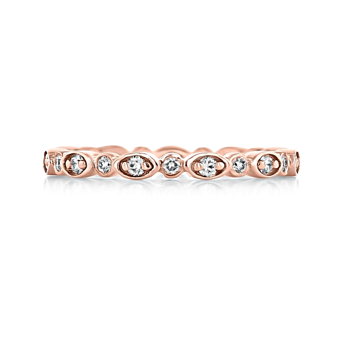 Estrella | Marquise Alternating Diamond Eternity Band in rose gold, featuring alternating marquise-shaped and round brilliant-cut diamonds in a minimalistic design.