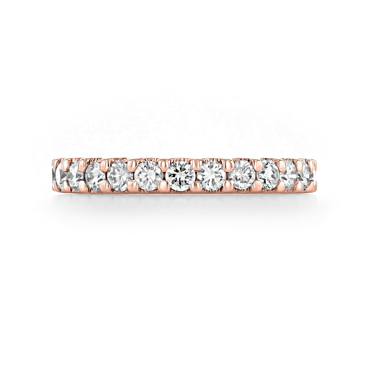 Eterna | Prong-Set Round Diamond Eternity Band in 14k rose gold featuring a continuous row of prong-set round diamonds.