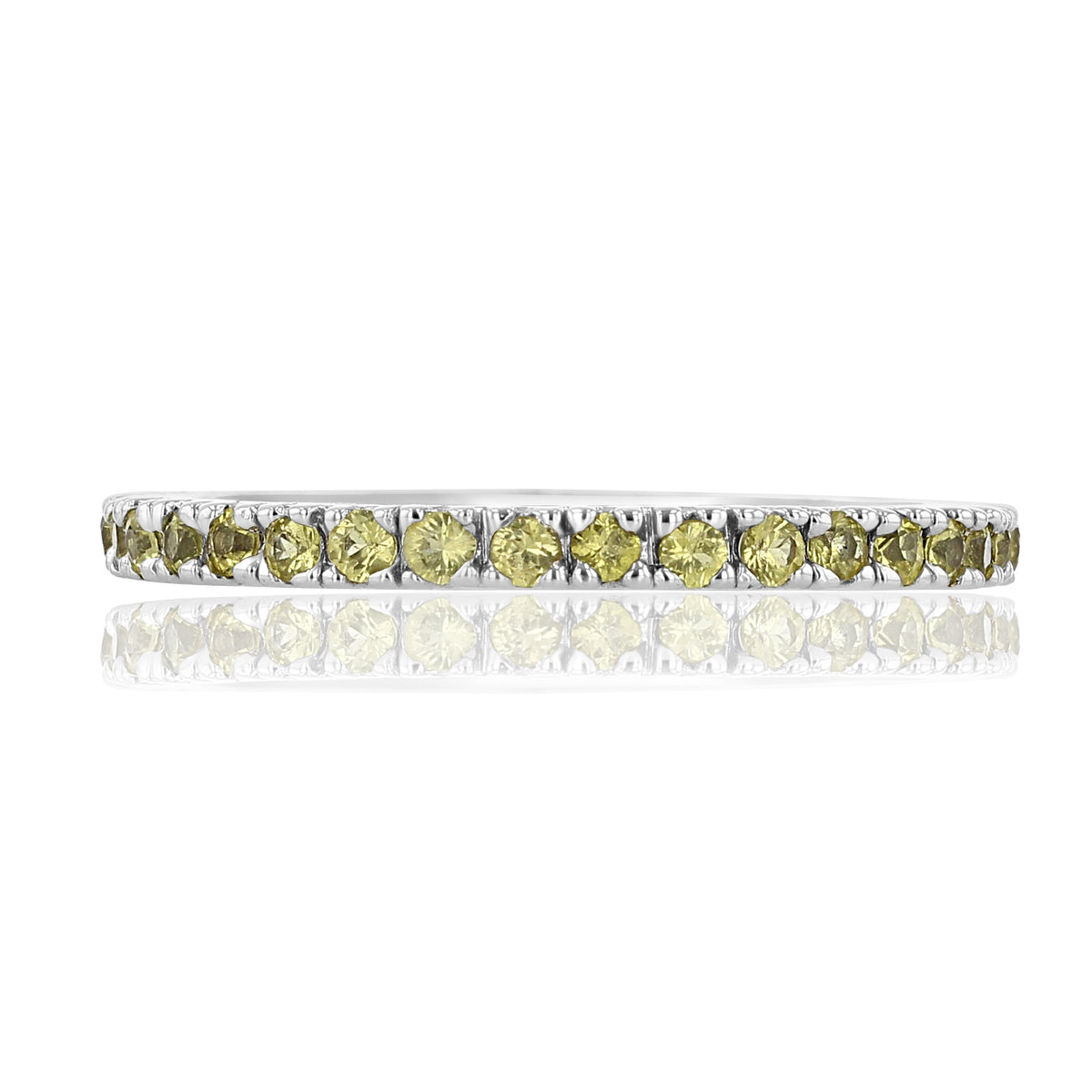 A Gabriel NY Yellow Sapphire Stackable Band | LB87 featuring a platinum band set with a continuous row of round yellow sapphire stones.