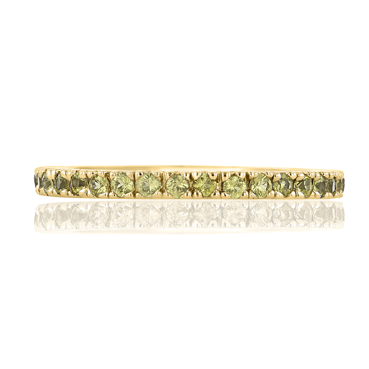 Yellow Sapphire Stackable Band | LB87, a 14k yellow gold eternity band set with a row of round yellow sapphires.