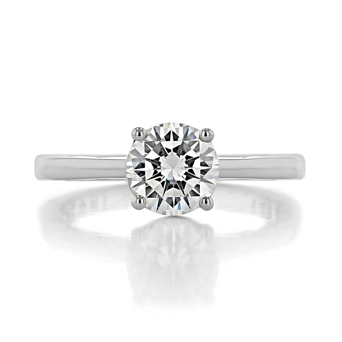Tacori Coastal Crescent | Round Solitaire Engagement Ring - P100RD75W featuring a round-cut center diamond on a silver-colored band in a four-prong setting.