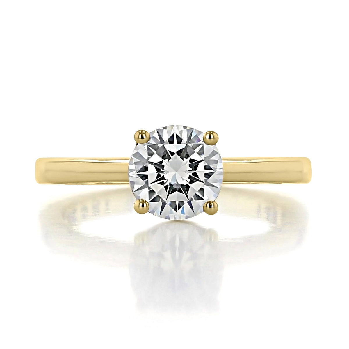 A Tacori Coastal Crescent | Round Solitaire Engagement Ring - P100RD75Y featuring a round-cut solitaire diamond set on a plain yellow gold band.
