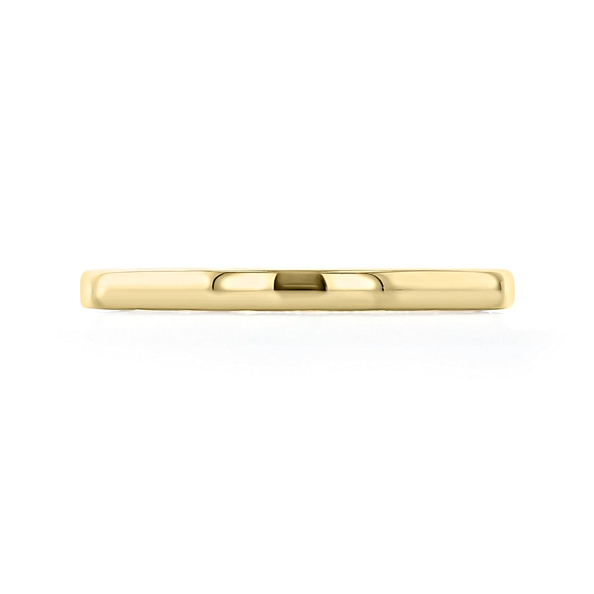 A smooth, yellow gold Coastal Crescent | Diamond Band - P101BFY wedding band viewed from the side, embodying modern romance.