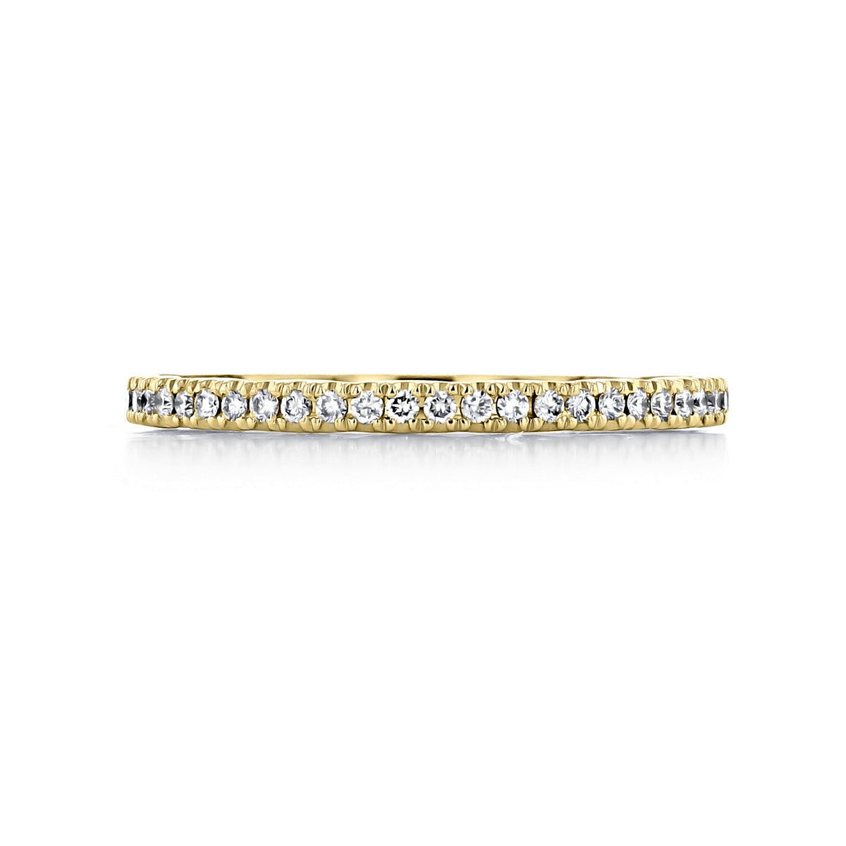 Coastal Crescent | Diamond Band - P104B34FY in 14k yellow gold featuring a row of round micro-prong diamonds.