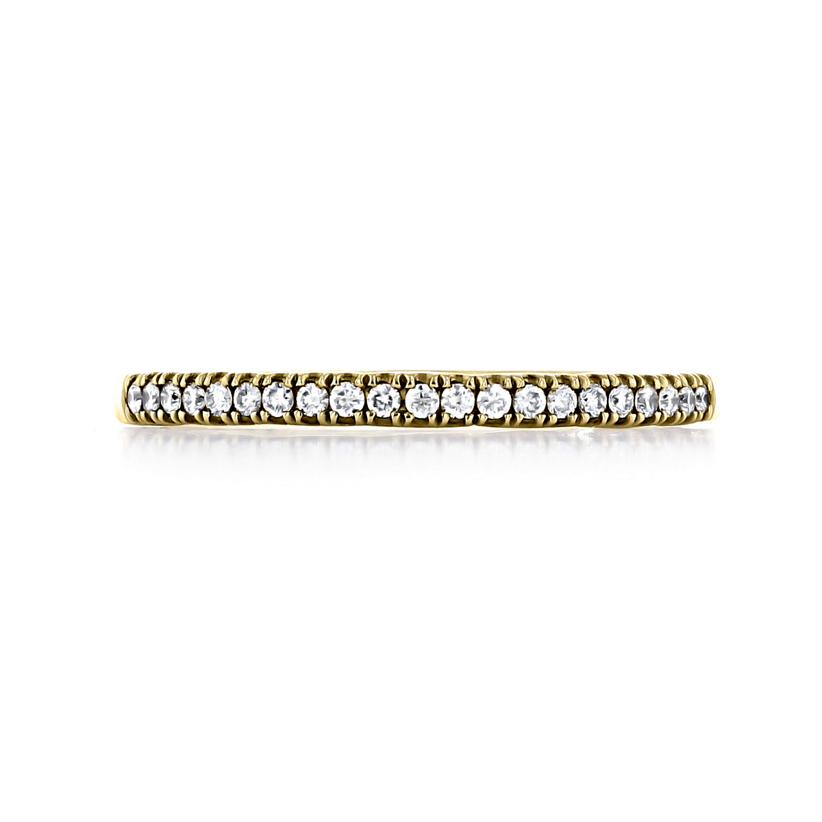 Coastal Crescent | Diamond Band - P104BFY, a 14k yellow gold wedding band set with a continuous row of round diamonds.