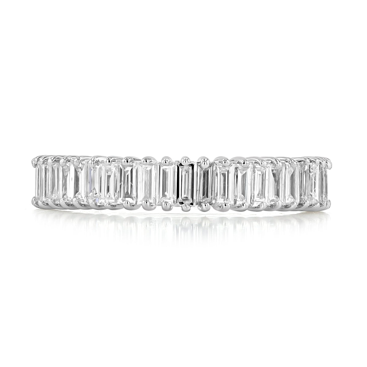 Montrose | Baguette Diamond Wedding Band featuring a continuous row of vertically set baguette diamonds in a metal setting.