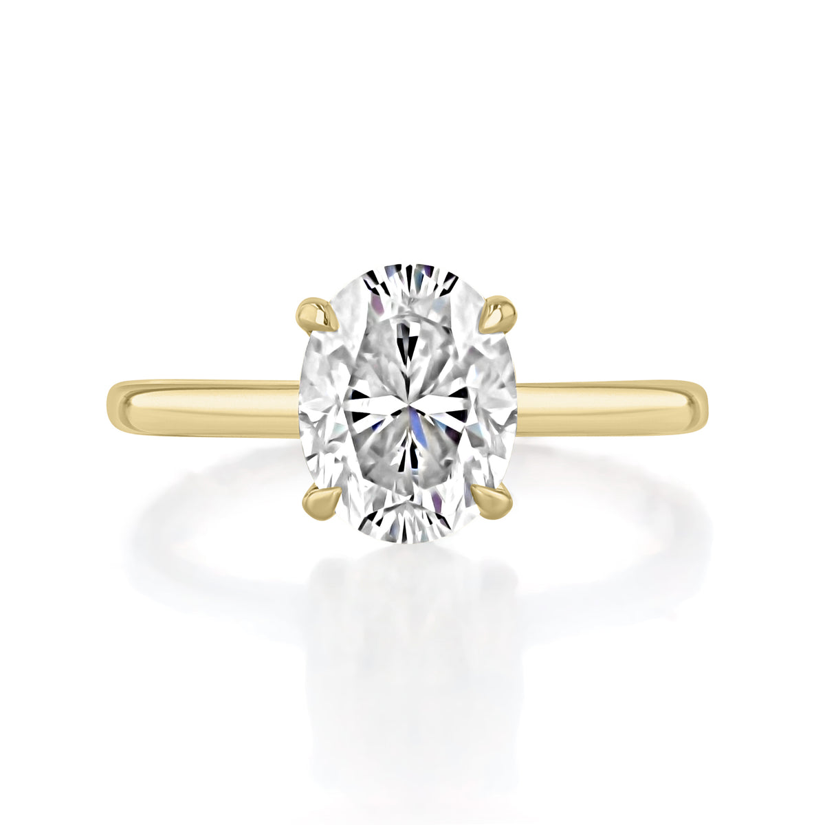 Laurel oval solitaire engagement ring featuring a diamond set on a 14K yellow gold band.