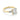 The Vivienne Emerald Three-Stone Engagement Ring is a 14k yellow gold ring featuring a large emerald-cut center diamond flanked by two baguette-cut side stones.