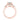 Vivienne round three-stone engagement ring in 14k rose gold featuring a large round center diamond flanked by two tapered diamond baguettes.