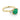 Emerald Three-Stone Engagement Ring | TR97 featuring a yellow gold band with a cushion-cut emerald flanked by two smaller square-cut diamonds.
