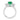 Icing On The Ring Emerald Three-Stone Engagement Ring | TR97 featuring a large, lab-created emerald-cut green center stone flanked by two smaller diamonds, set in a platinum band with a diamond-accented gallery.
